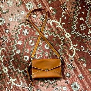 Portland Leather Almost Perfect Envelope Convertible Crossbody in Honey